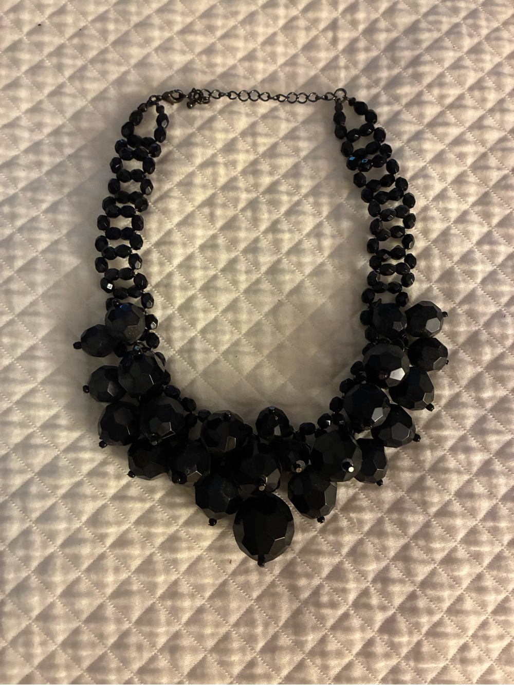 Dramatic Black Faceted Statement Necklace